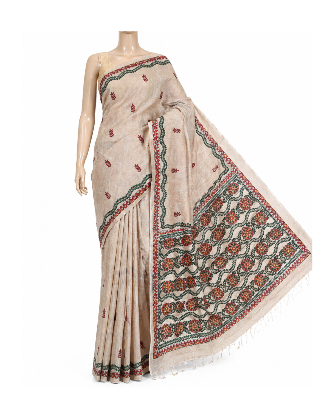 Handmade Madhubani Painting Saree with Blouse | Ethnic Saree