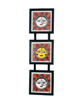 Sun Madhubani Triple Frame Wall Hanging – Handmade Mithila Art Decor