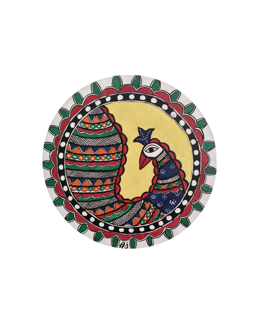 Peacock Madhubani Painting Wall Art – Handmade Indian Folk Art Decor
