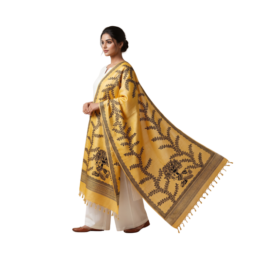 Handmade Madhubani Painting Dupatta for Women & Girls