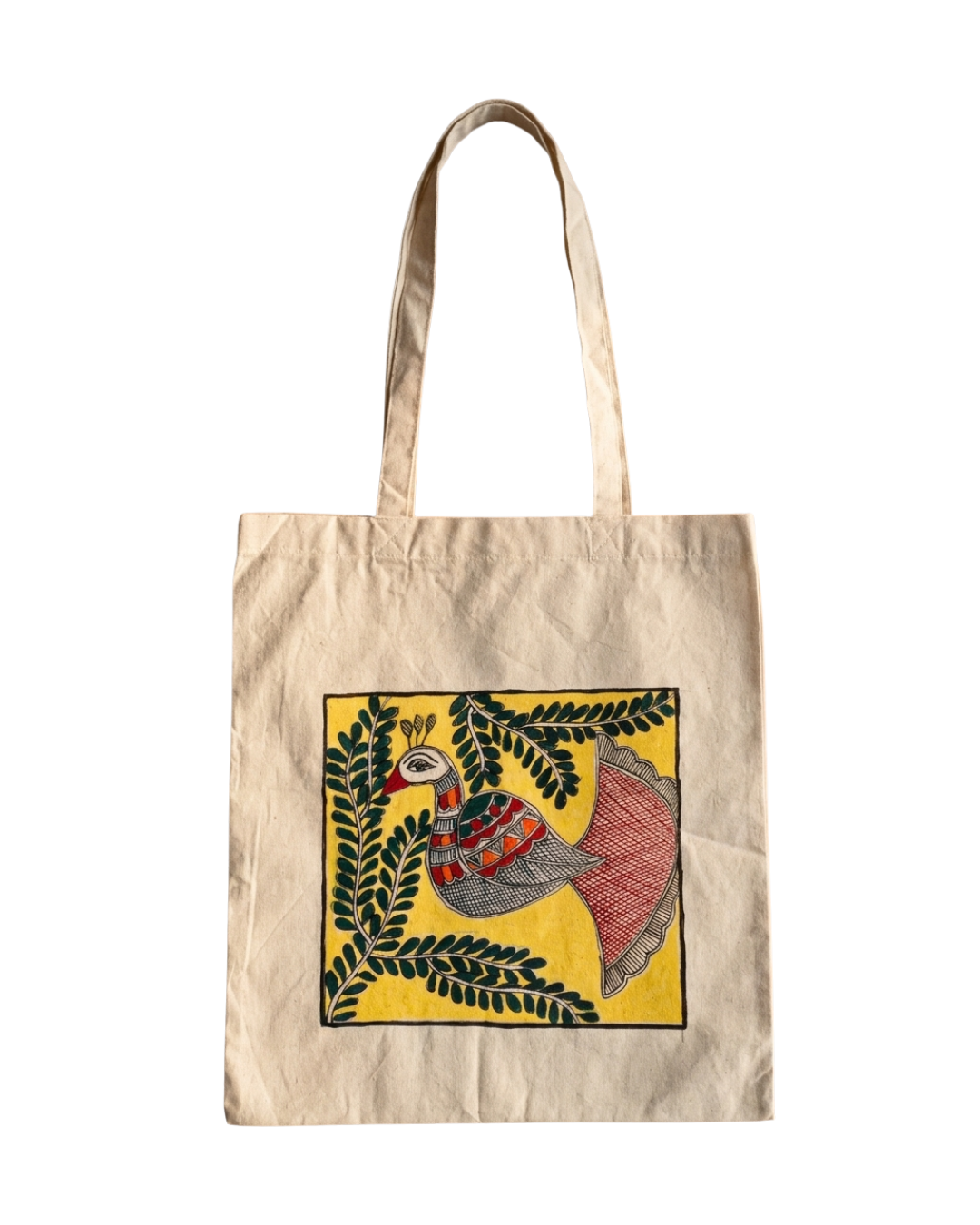 Hand-Painted Madhubani Tote Bag for Ethnic Style