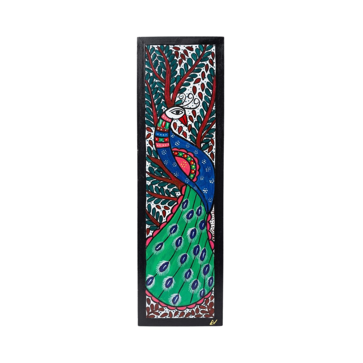 Handpainted Madhubani Peacock Wall Art for Home Decor