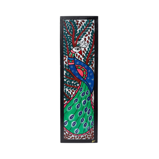 Handpainted Madhubani Peacock Wall Art for Home Decor