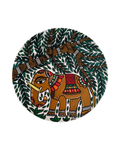 Royal Elephant & Sacred Tree Madhubani Wall Art | 12 Inch MDF Board
