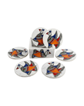 Handmade Peacock Design Madhubani Coaster Set with Stand | Tea Coasters Set of 6