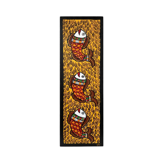 Fish Handpainted Madhubani Wall Art for Home Decor
