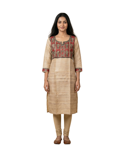 Hand-Painted Madhubani Readymade Kurti for Women