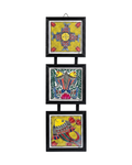 Handmade Fish Madhubani Painting Triple Frame Wall Hanging  – Traditional Mithila Art Decor