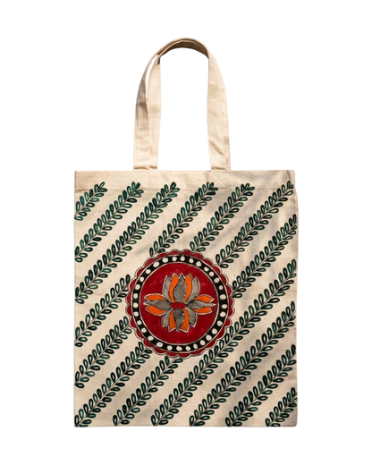 Madhubani Art Tote Bag | Handmade Ethnic Carry Bag