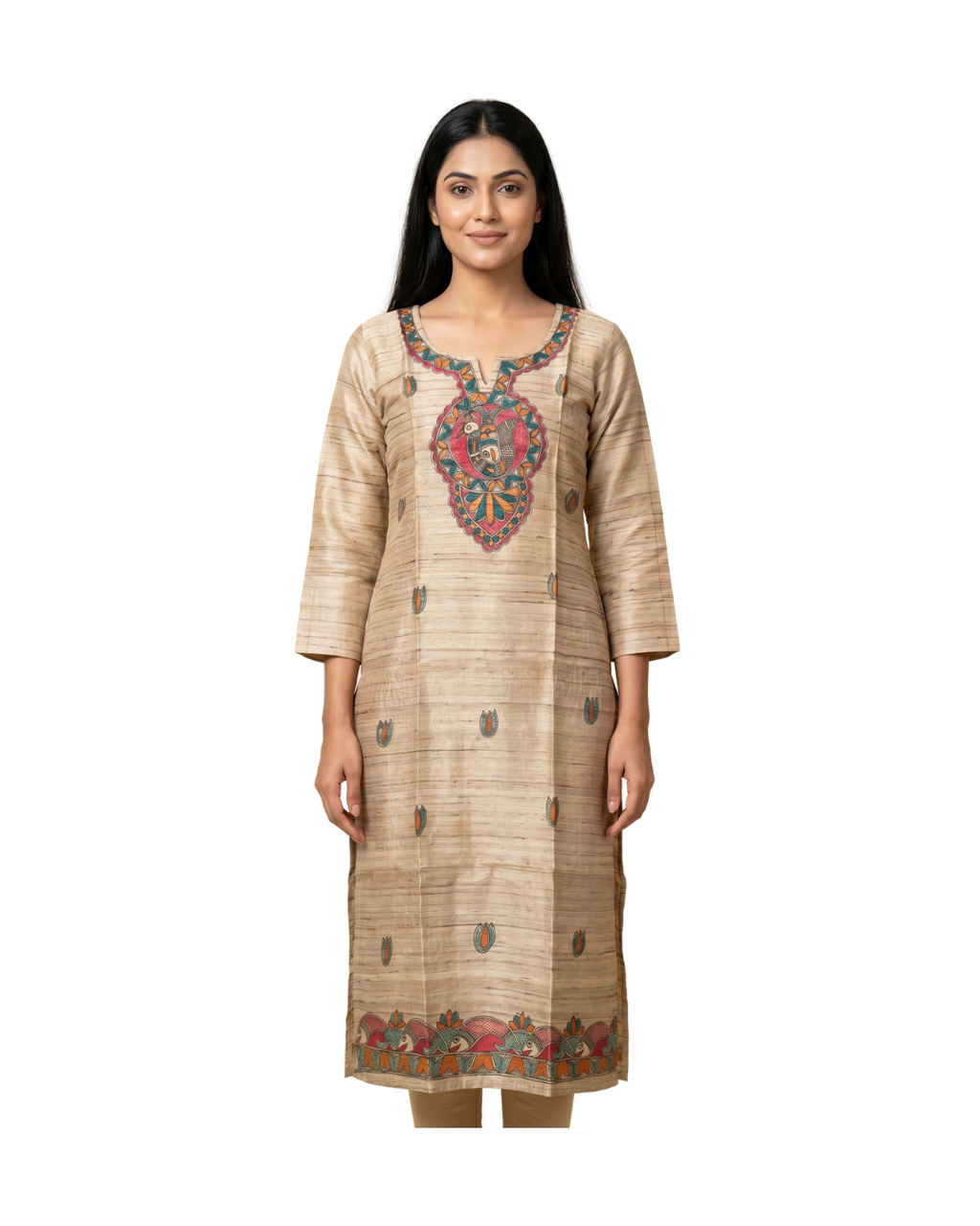 Hand-Painted Madhubani Readymade Kurti | Handmade Ethnic Wear for Women