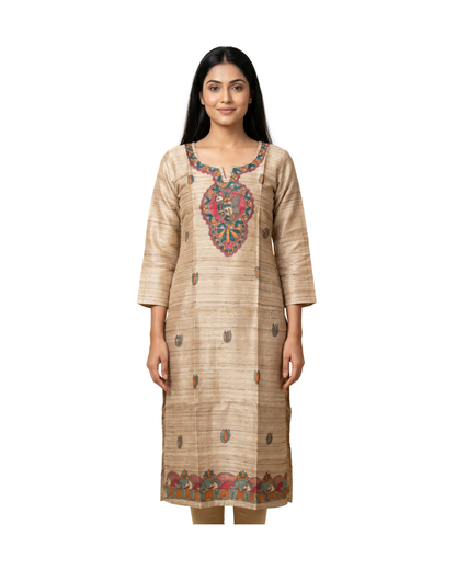 Hand-Painted Madhubani Readymade Kurti for Women