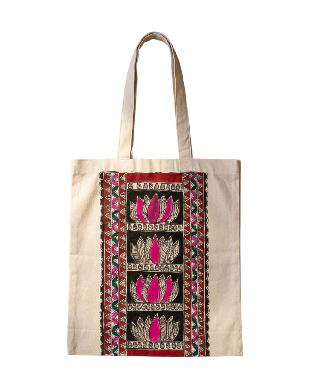 Handcrafted Madhubani Painting Tote Bag – Reusable Shoulder Bag for Everyday Use