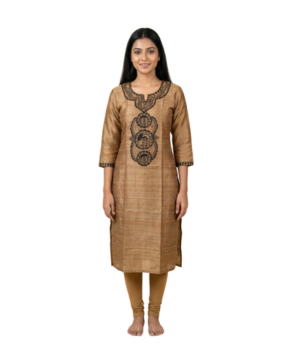 Hand-Painted Madhubani Readymade Kurti for Women