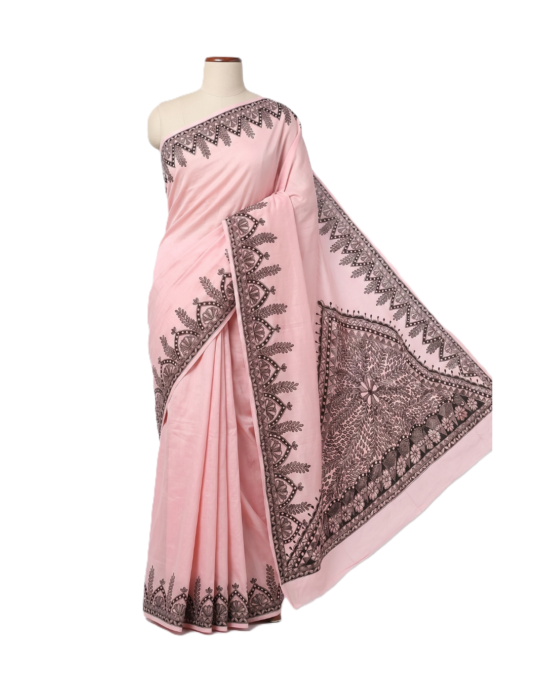 Handmade Madhubani Painting Saree with Blouse for Women