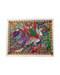 Fish and Peacock Madhubani Painting Handmade Paper Wall Art Without Frame