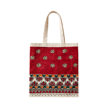 Handmade Madhubani Painting Tote Bag for Women
