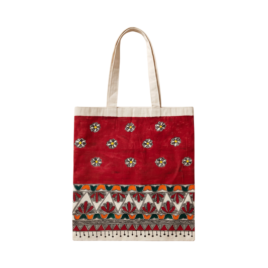 Handmade Madhubani Painting Tote Bag for Women