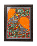 Peacock Madhubani Painting  with Frame – Traditional Indian Wall Art