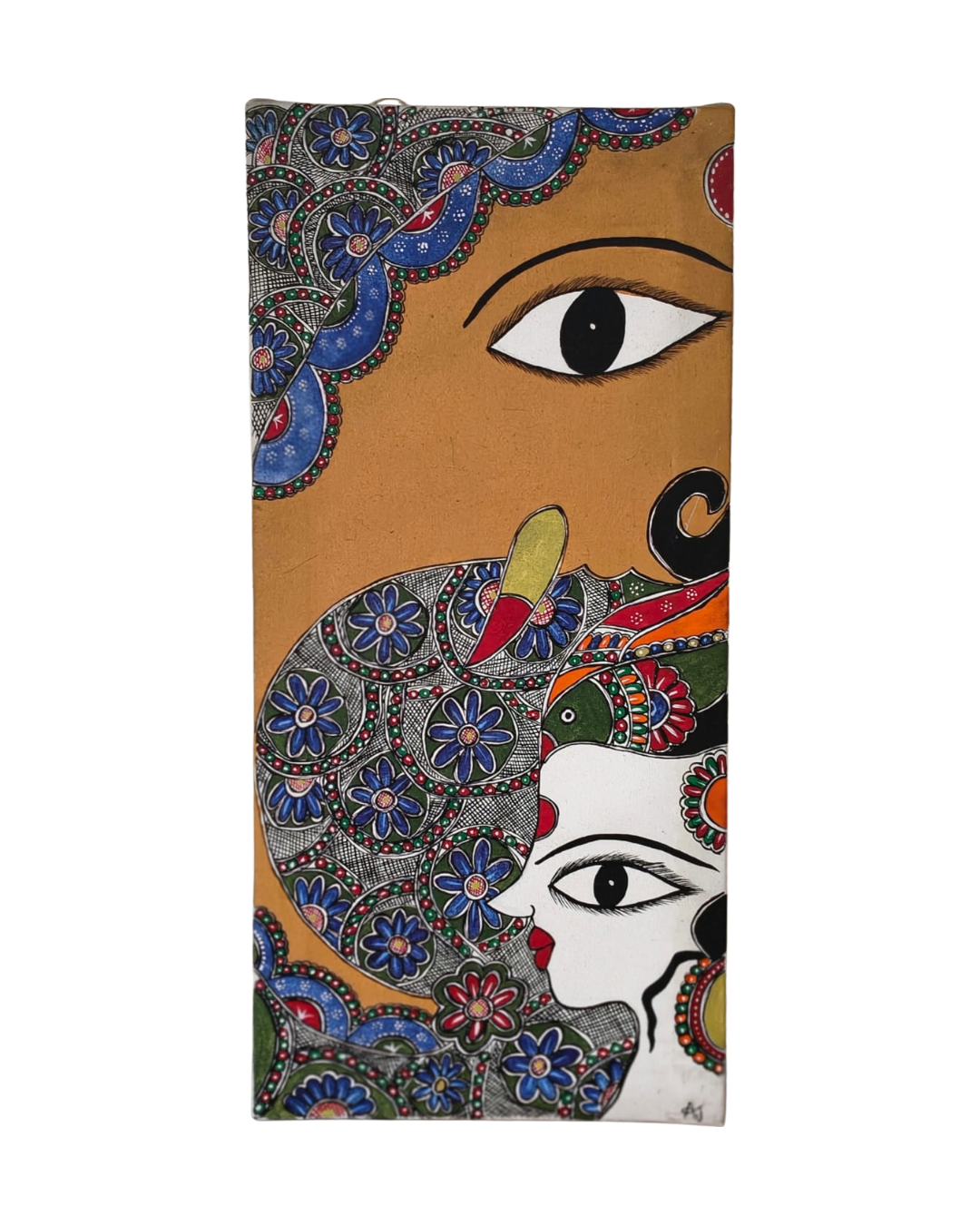 Ganesha & Krishna Madhubani Painting with Frame – Handcrafted Wall Art