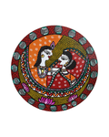 Krishna and Radha Madhubani Wall Art on MDF Board – Handmade Mithila Painting for Home Décor
