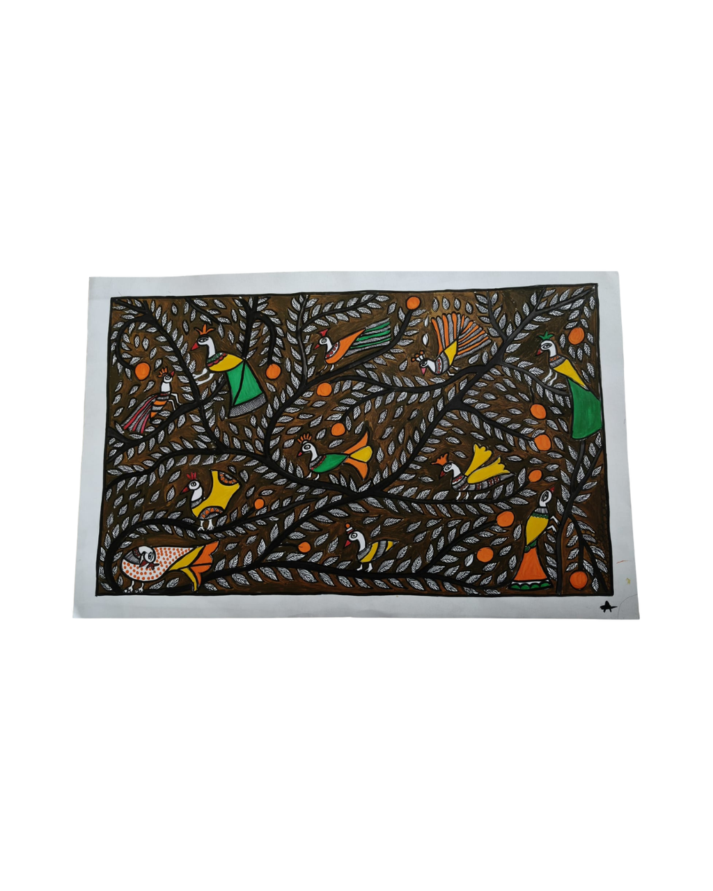 Tree of Life Madhubani Painting on Handmade Paper (15–22 Inch) – Traditional Mithila Folk Art Wall Decor
