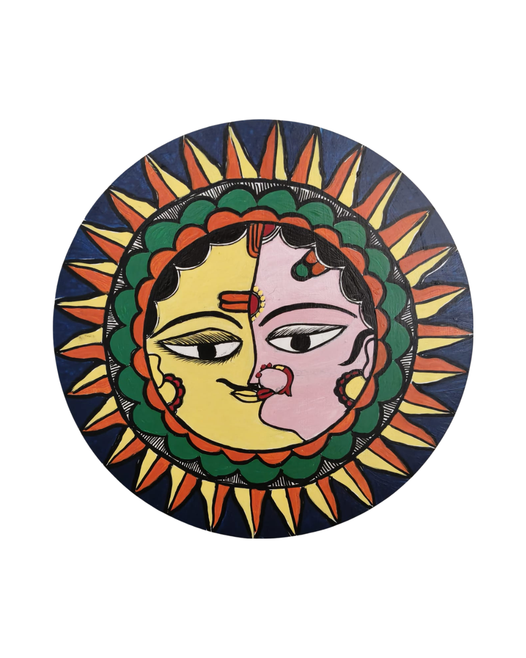 Handmade Ardhanarishwar Madhubani Painting Wall Art on MDF Board – Traditional Mithila Art Decor