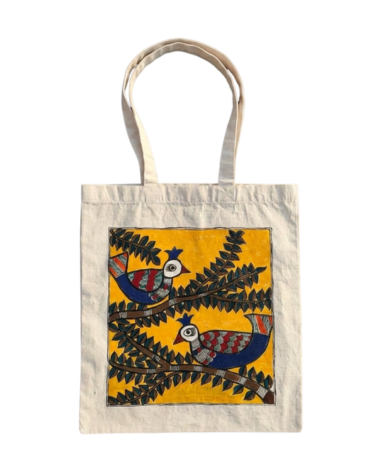 Handmade Madhubani Painting Tote Bag for Women & Daily Use
