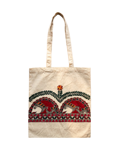 Handmade Madhubani Painting Tote Bag for Everyday Use
