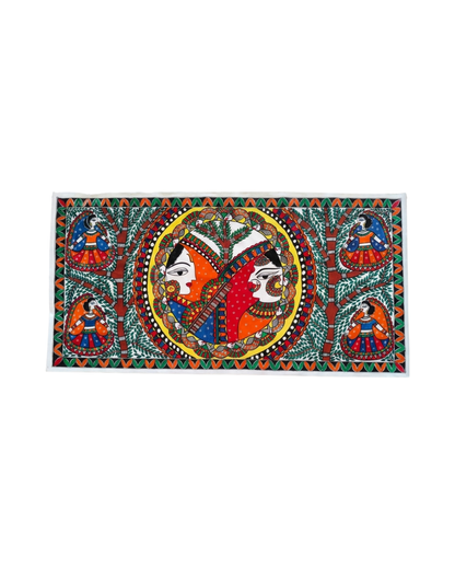 Krishna Radha Rashlila Madhubani Painting Wall Art