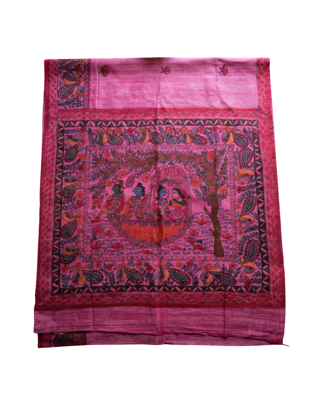 Handmade Madhubani Painting Saree with Blouse | Ethnic Saree