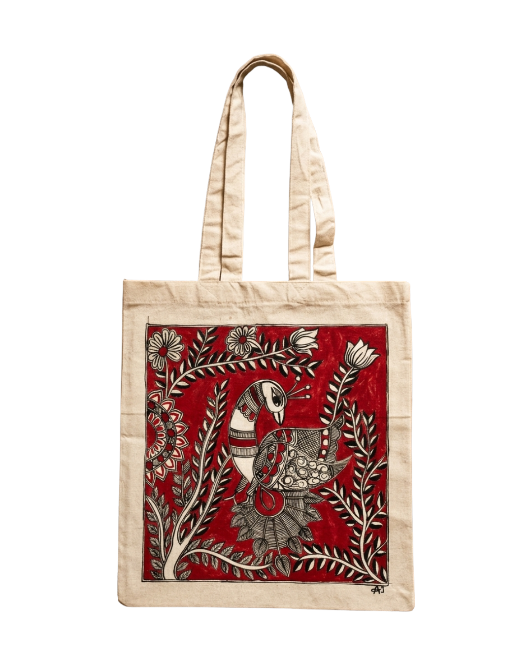 Madhubani Painting Tote Bag – Handmade  Ethnic Art Carry Bag for Daily Use