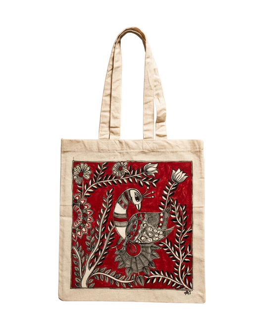 Madhubani Painting Tote Bag for Daily Ethnic Style