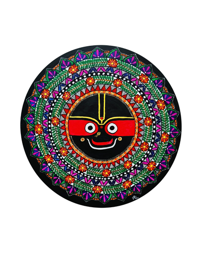 Jagannath Ji Madhubani Wall Art | Spiritual Decor
