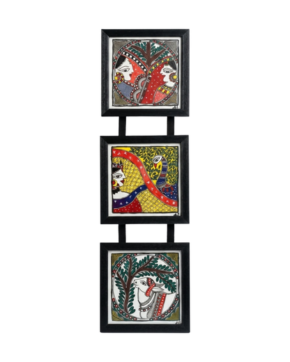 Handmade Krishna Radha Madhubani Painting Wall Art Decor