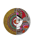 Feminine Spirit & Half-Face Mandala Madhubani Wall Art | 12 Inch MDF Board