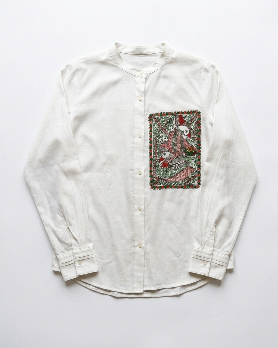Women Madhubani Painting Shirt (Size M) – Handcrafted Ethnic Wear