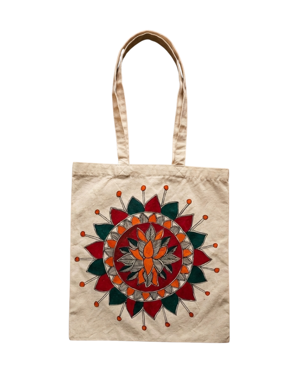 Hand-Painted Madhubani Painting Tote Bag | Ethnic Shoulder Bag