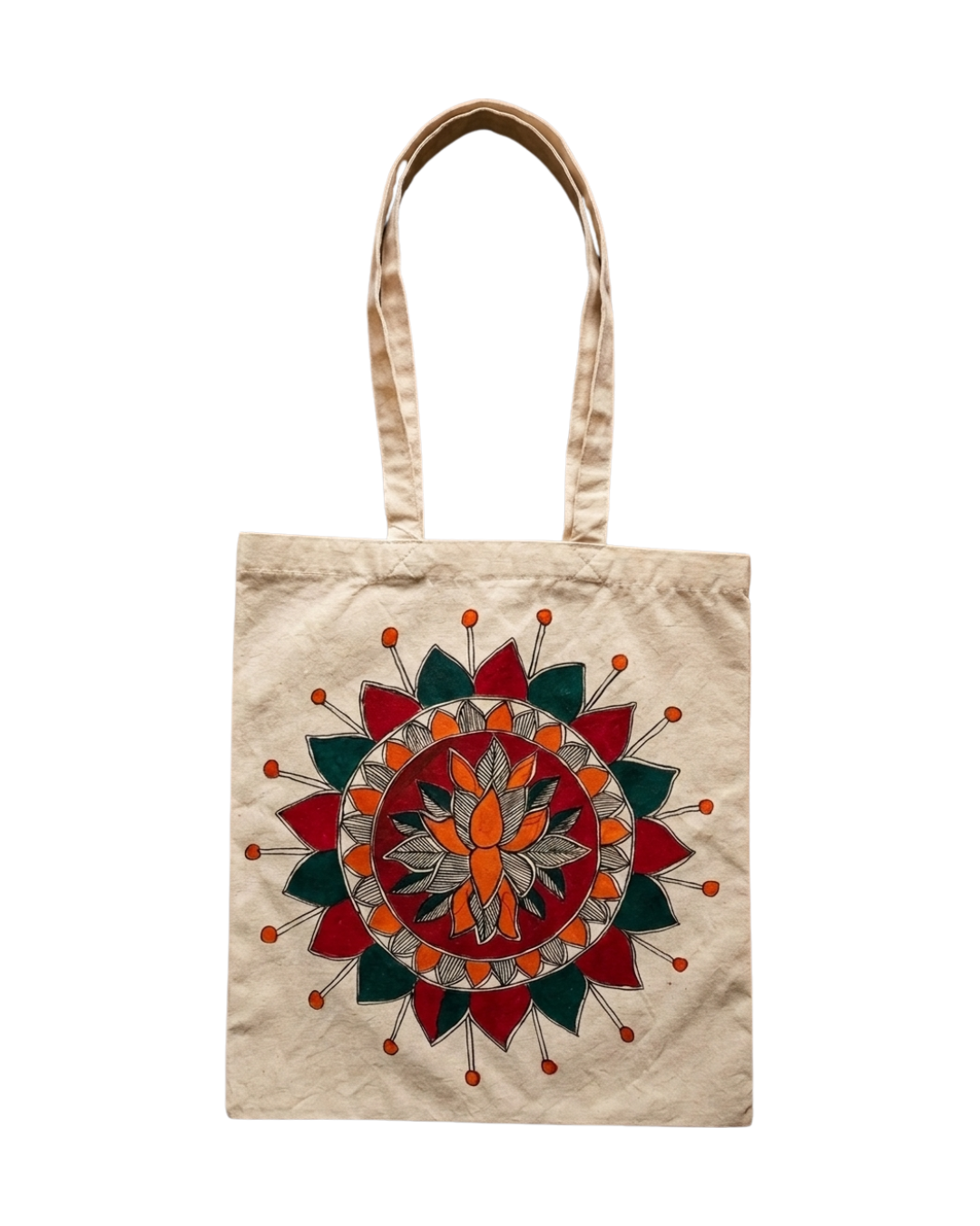 Hand-Painted Madhubani Tote Bag | Ethnic Carry Bag