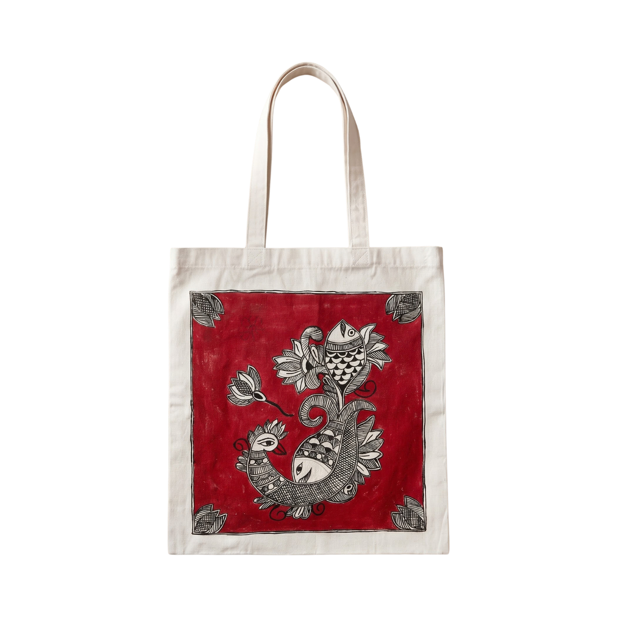 Handmade Madhubani Painting Tote Bag for Daily Use