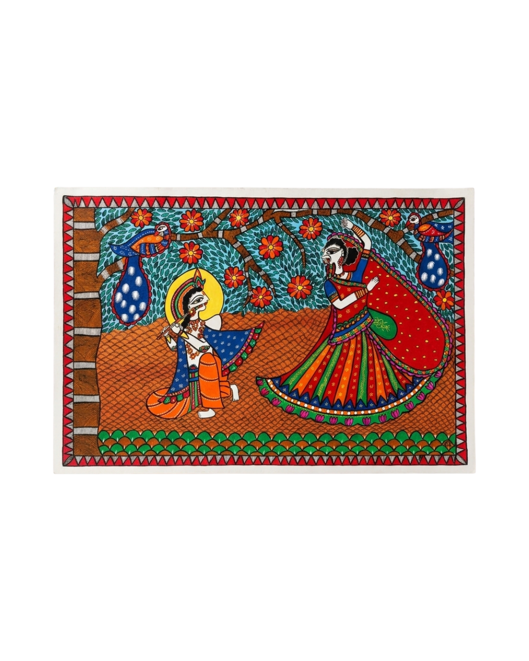Raslila Madhubani Painting –  Handmade Traditional Indian Wall Art