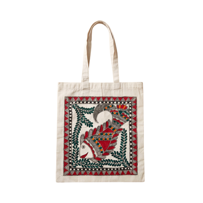 Handmade Madhubani Painting Tote Bag for Everyday Use