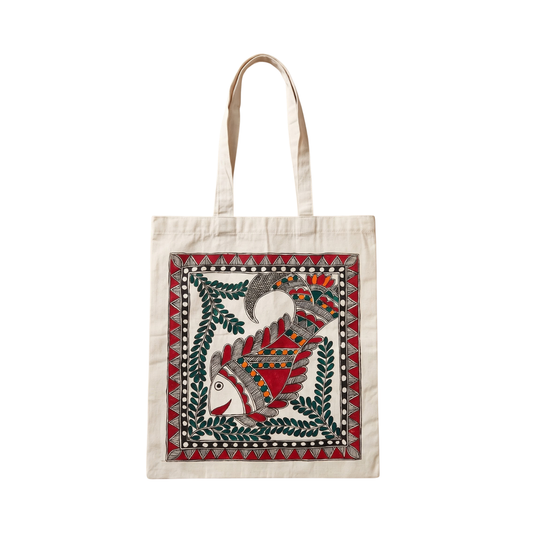 Handmade Madhubani Painting Tote Bag for Everyday Use