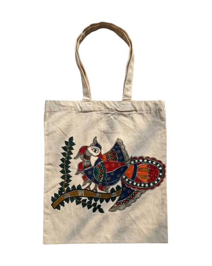 Handmade Madhubani Painting Tote Bag for Stylish Daily Use