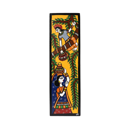 Radha Krishna Handpainted Madhubani Wall Art Decor