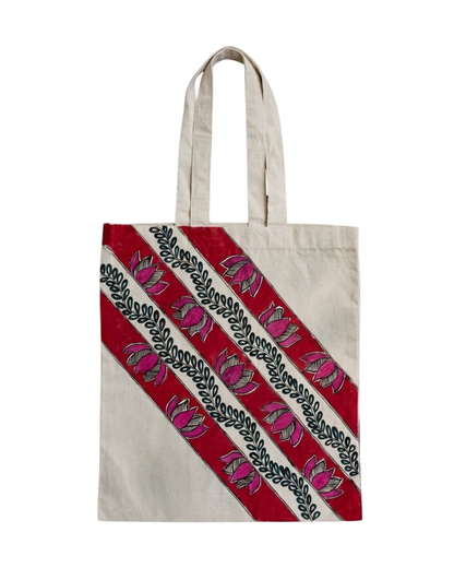Hand-Painted Madhubani Tote Bag for Ethnic Style