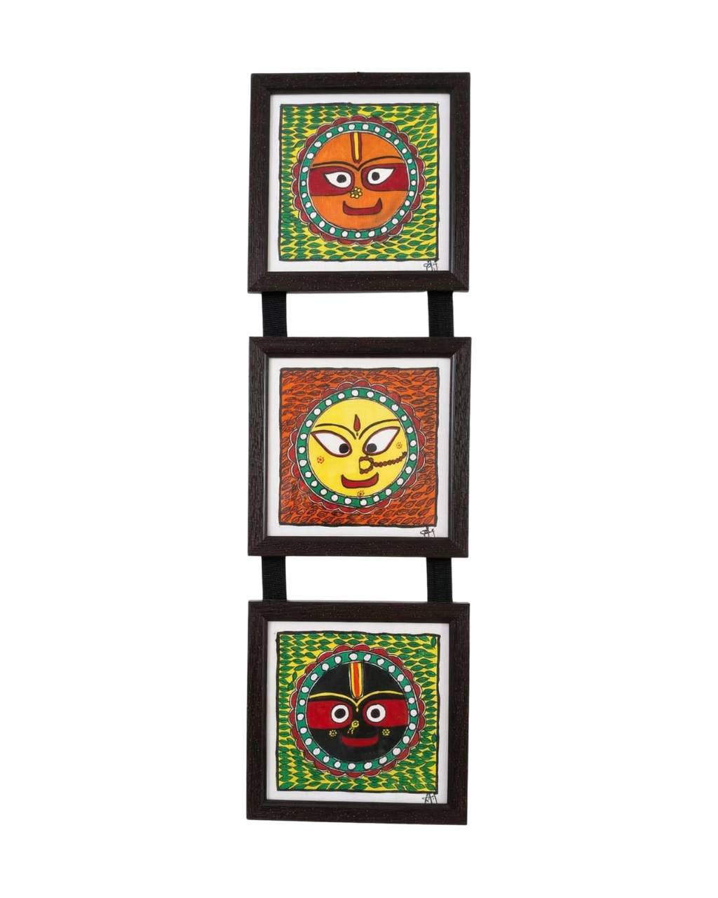 Jagannath Madhubani Triple Frame Wall Hanging – Handmade Wall Decor