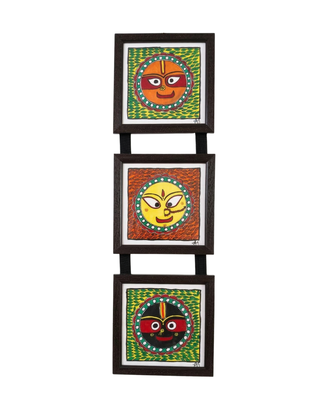 Jagannath Madhubani Triple Frame Wall Hanging – Handmade Wall Decor