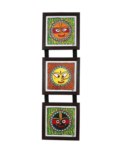 Jagannath Madhubani Triple Frame Wall Hanging