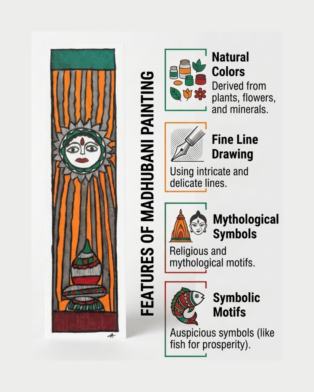 God Surya Madhubani Painting – Handmade Paper Wall Art