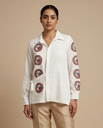 Hand-Painted Madhubani Art Women's Shirt
